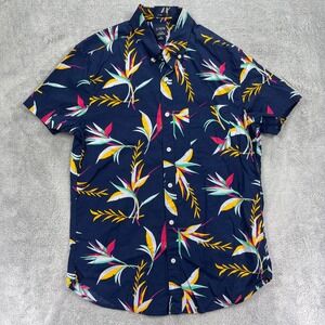 J.Crew Button Down Shirt Mens Medium Navy Floral Short Sleeve Slim Fit Vacation